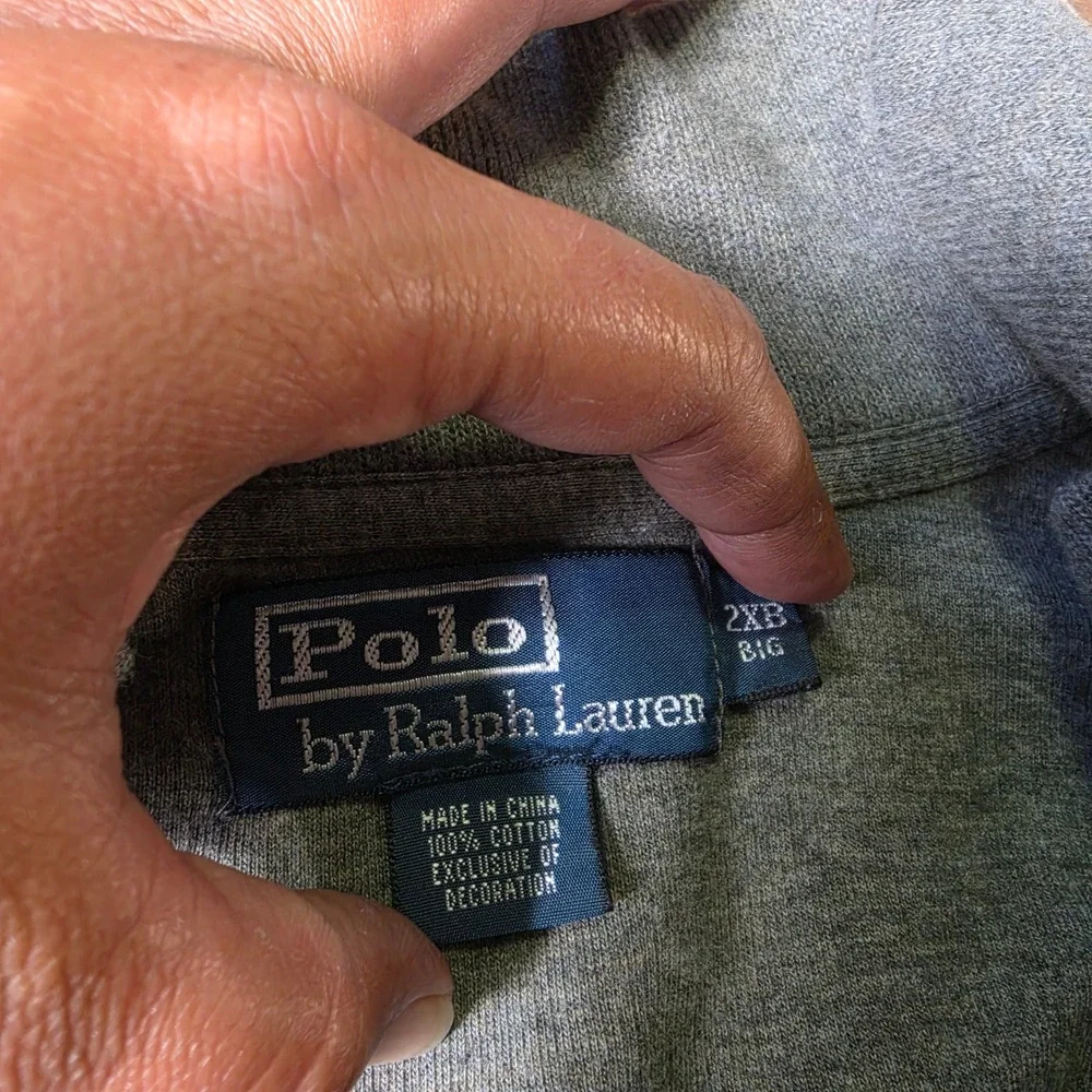 Polo Ralph Lauren Mens 2XB Big Grey 1/4 Zip Cotton Pullover Sweater Pony Logo